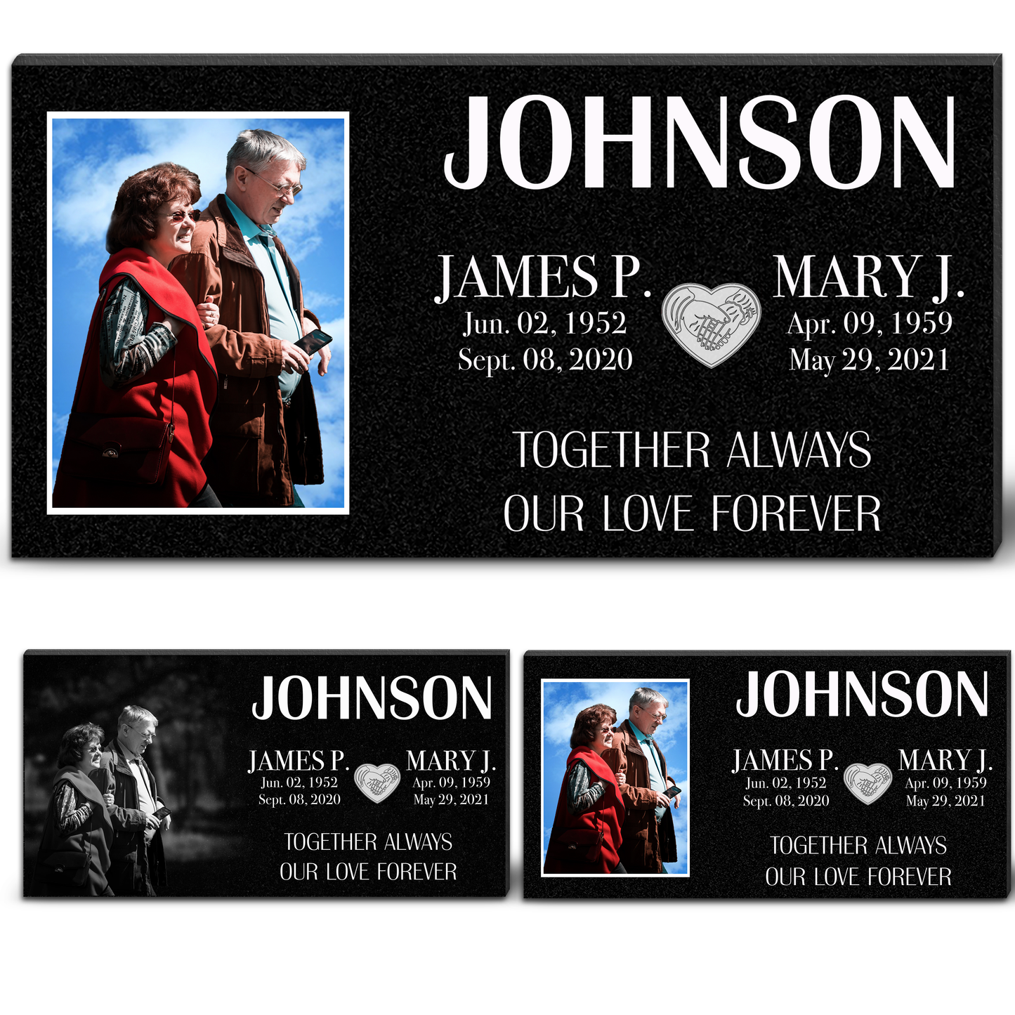 ADFSTONE Memorial Plaque & Grave Marker Personalized | Theme: Classic (Double) | Ratio: 1v2 Rectangle