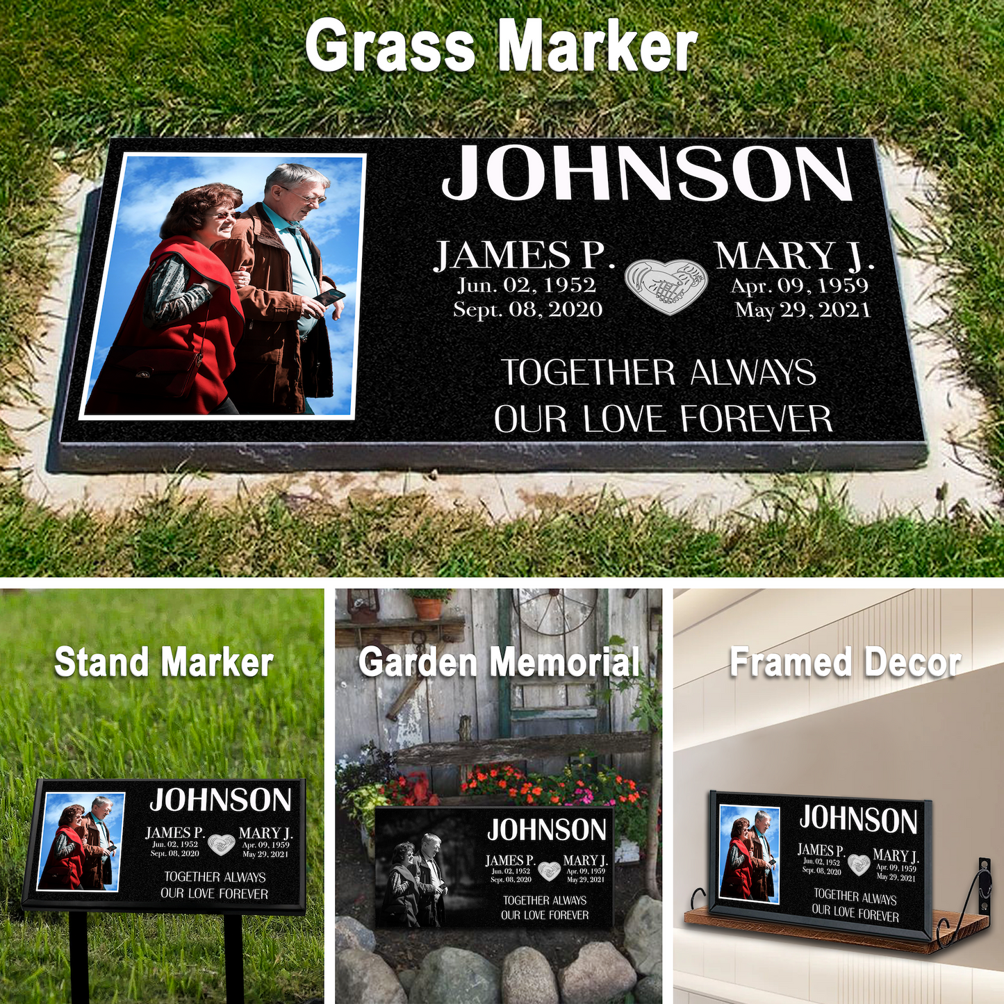 ADFSTONE Memorial Plaque & Grave Marker Personalized | Theme: Classic (Double) | Ratio: 1v2 Rectangle