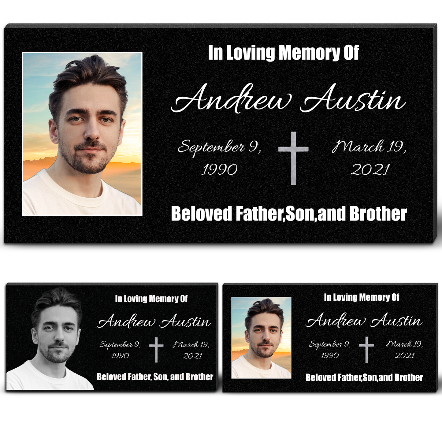 ADFSTONE Memorial Plaque & Granite Marker Personalized | Theme: Classic (Single) | Ratio: 1v2 Rectangle