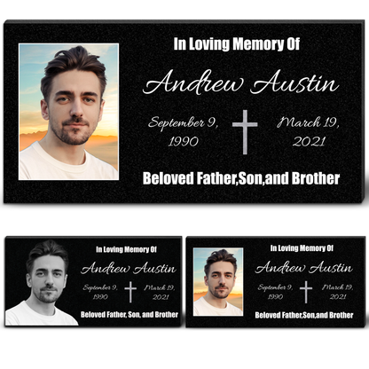 ADFSTONE Memorial Plaque & Granite Marker Personalized | Theme: Classic (Single) | Ratio: 1v2 Rectangle