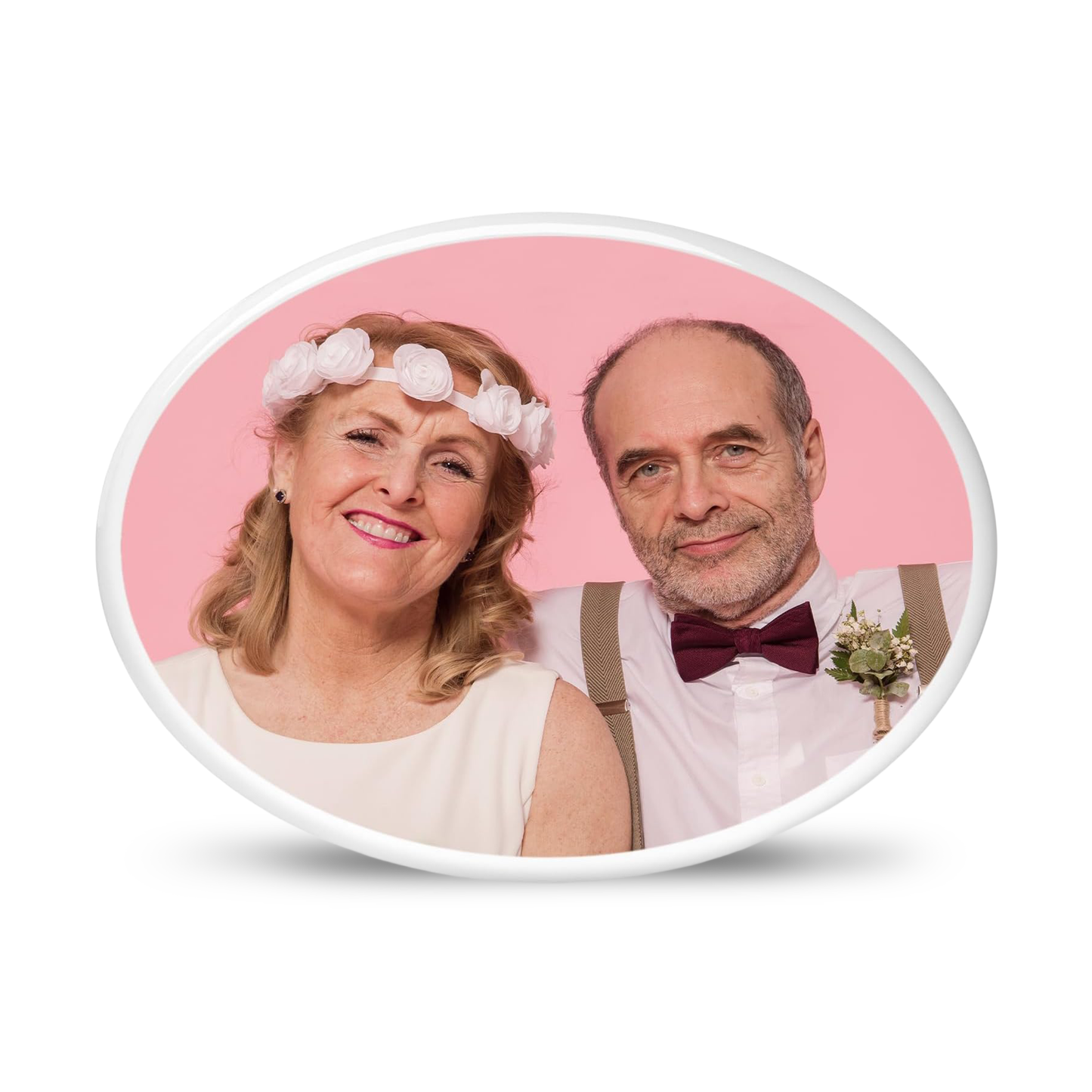 ADFSTONE Headstone Picture & Porcelain Grave Photo Personalized | Theme: Classic (Couple) | Ratio: 1v1.5 Oval