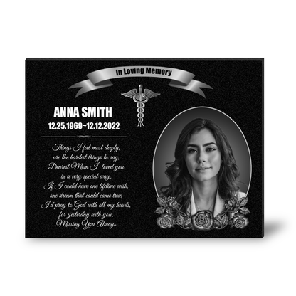 ADFSTONE Grave Marker & Memorial Plaque Personalized | Theme: Single (Right) | Ratio: 1v1.5 Rectangle