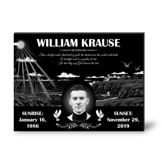 ADFSTONE Grave Marker & Memorial Plaque Personalized | Theme: Scenery (Single) | Ratio: 1v1.5 Rectangle