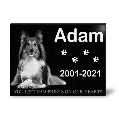 ADFSTONE Pet Grave Marker & Memorial Plaque Personalized | Theme: Dog (Left) | Ratio: 1v1.5 Rectangle