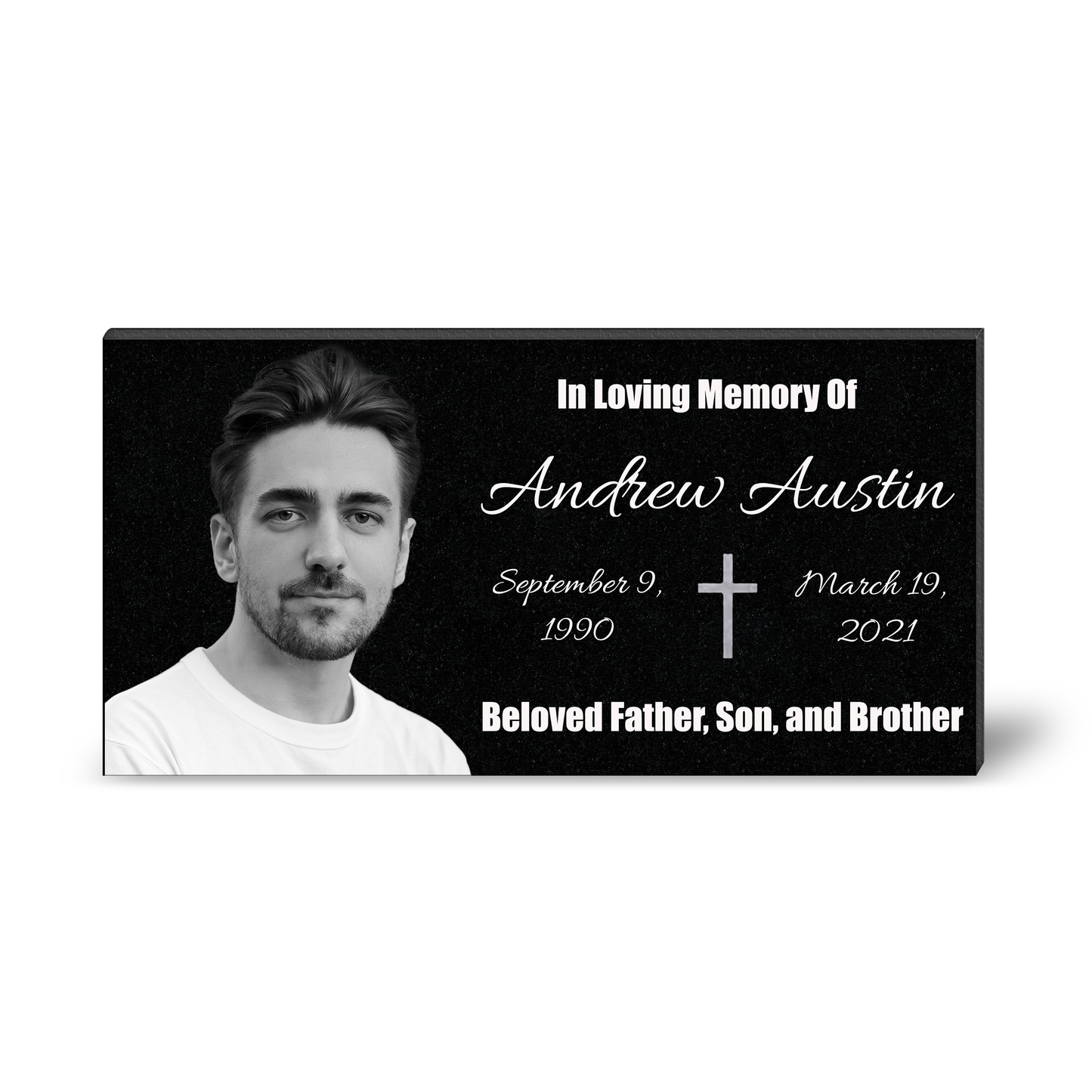 ADFSTONE Memorial Plaque & Granite Marker Personalized | Theme: Classic (Single) | Ratio: 1v2 Rectangle