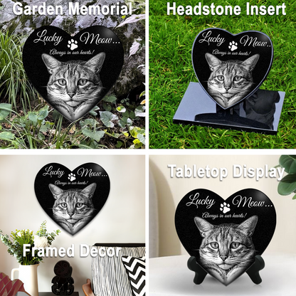 ADFSTONE Pet Grave Marker & Memorial Plaque Personalized | Theme: Laser-Etched (Pet) | Ratio: 1v1 Heart