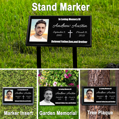 ADFSTONE Memorial Plaque & Granite Marker Personalized | Theme: Classic (Single) | Ratio: 1v2 Rectangle