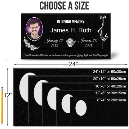 ADFSTONE Grave Marker & Memorial Plaque Personalized | Theme: Single (Left) | Ratio: 1v2 Rectangle