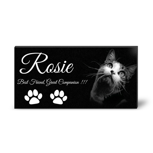 ADFSTONE Pet Grave Marker & Memorial Plaque Personalized | Theme: Cat (Right) | Ratio: 1v2 Rectangle