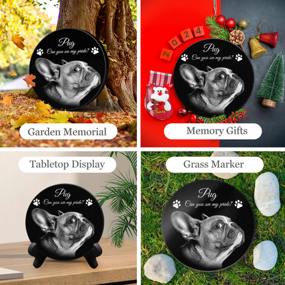 ADFSTONE Pet Grave Marker & Memorial Plaque Personalized | Theme: Laser-Etched (Pet) | Ratio: 1v1 Round