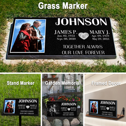 ADFSTONE Memorial Plaque & Grave Marker Personalized | Theme: Classic (Double) | Ratio: 1v2 Rectangle