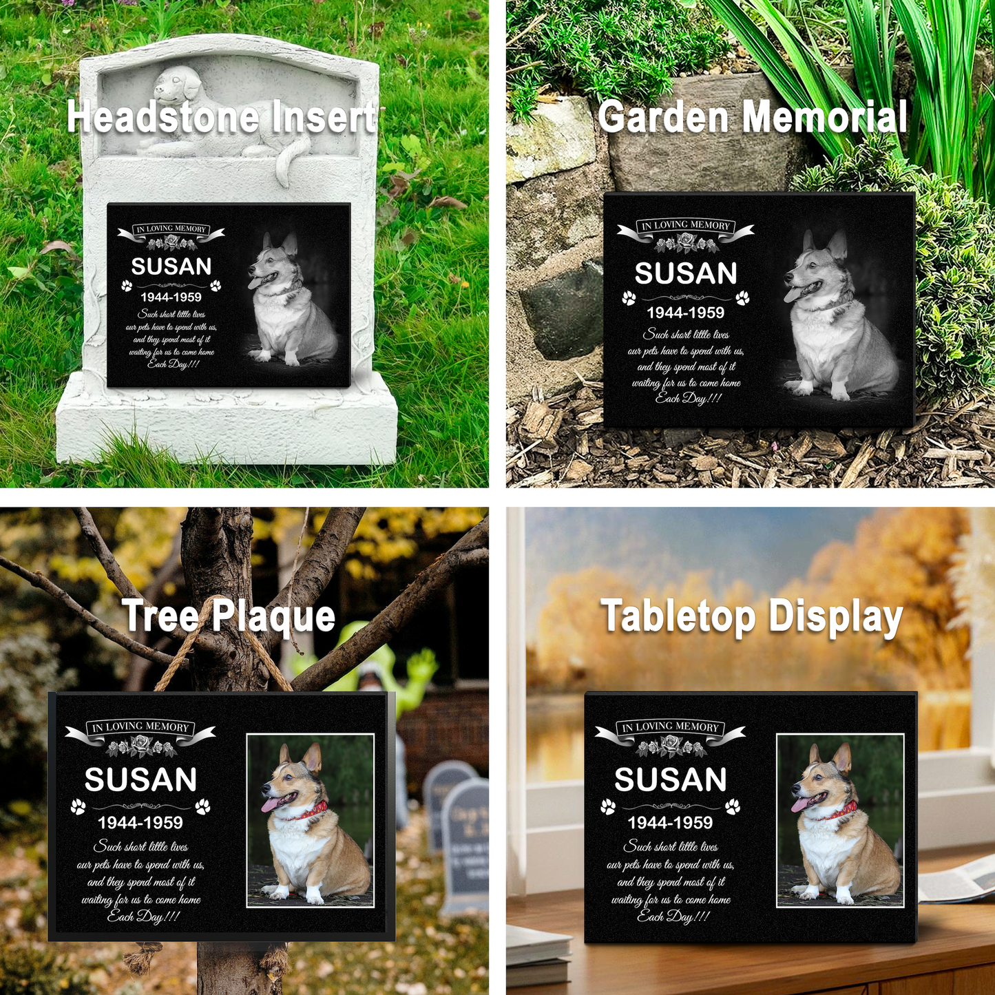 ADFSTONE Pet Grave Marker & Memorial Plaque Personalized | Theme: Dog (Right) | Ratio: 1v1.5 Rectangle