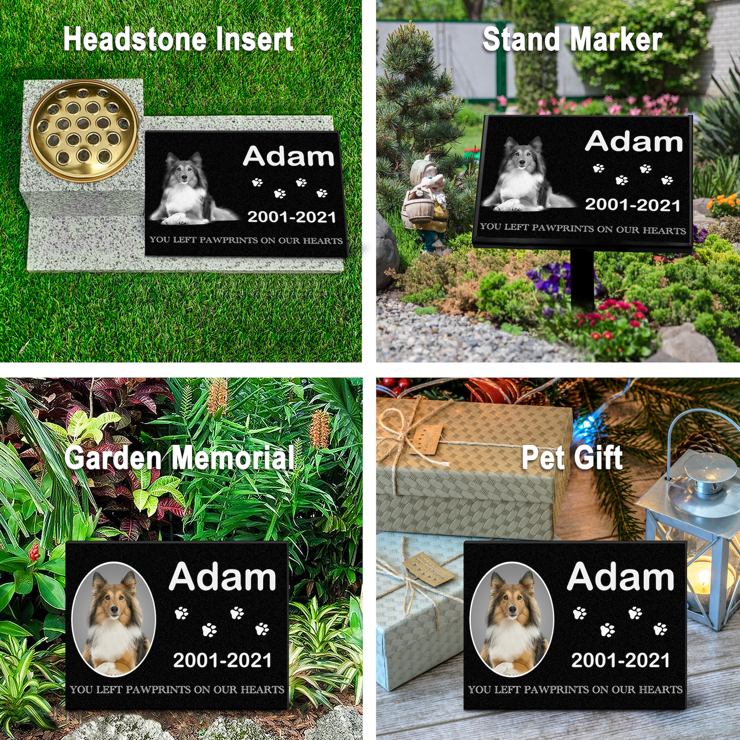 ADFSTONE Pet Grave Marker & Memorial Plaque Personalized | Theme: Dog (Left) | Ratio: 1v1.5 Rectangle