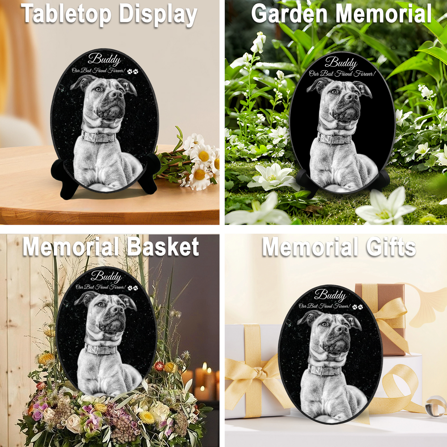 ADFSTONE Pet Grave Marker & Memorial Plaque Personalized | Theme: Laser-Etched (Pet) | Ratio: 1v1.5 Oval