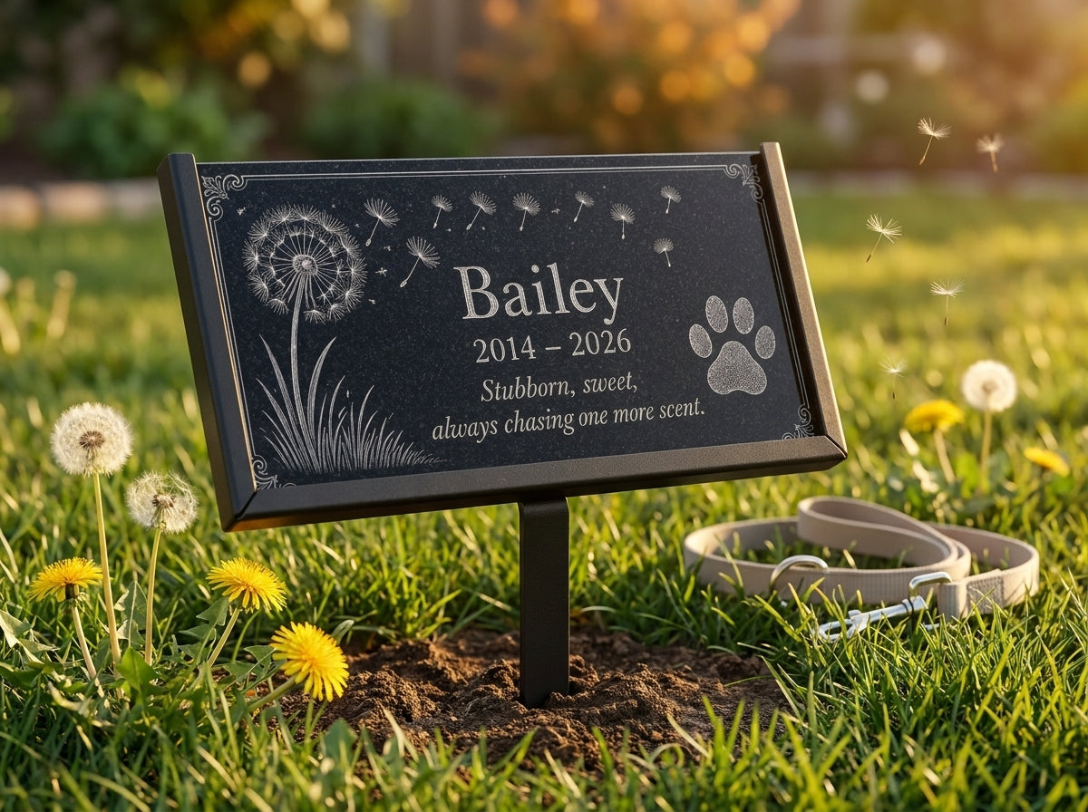 Granite dog memorial stone engraved and personalized — ADFSTONE