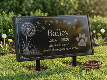 Custom pet remembrance plaque with tribute line — ADFSTONE