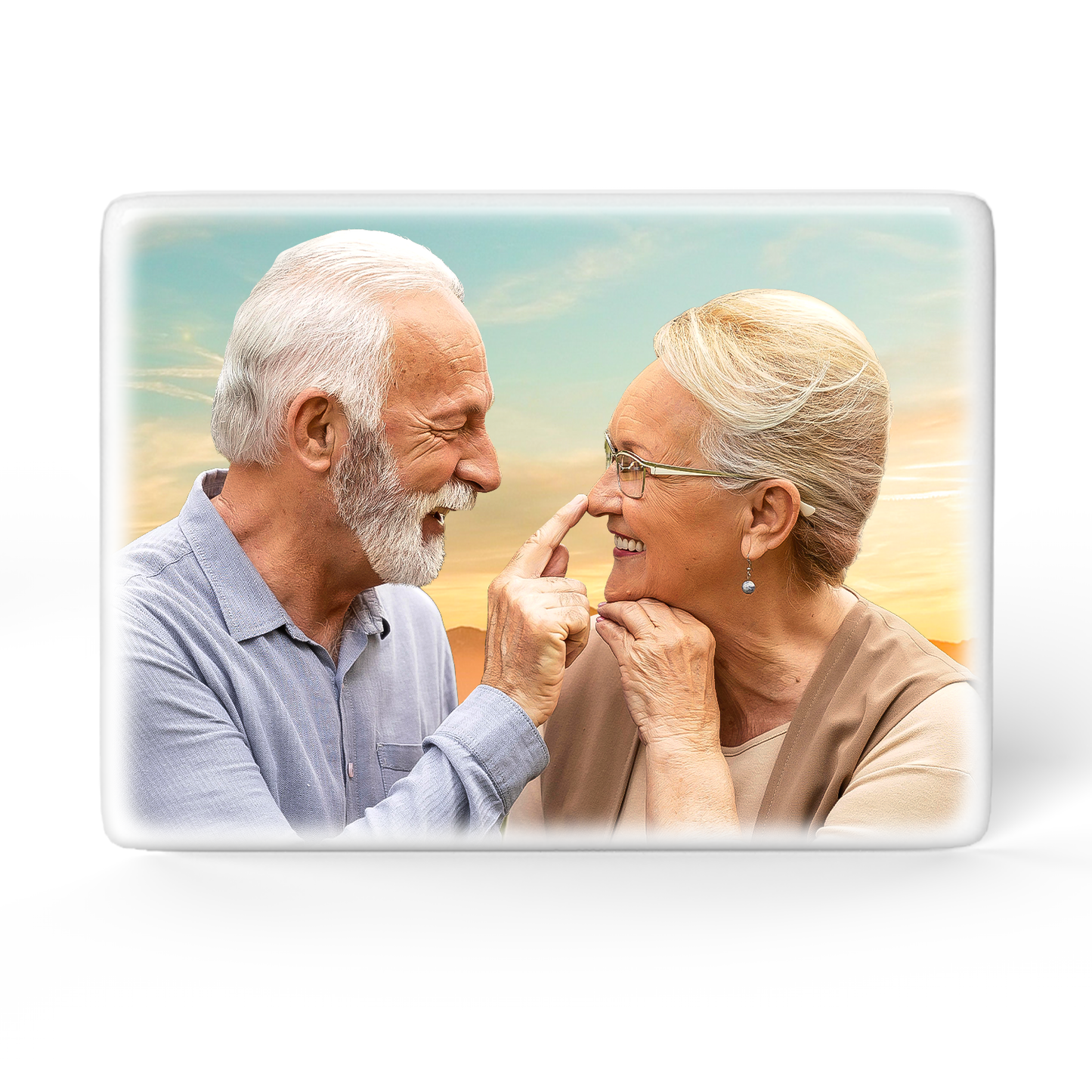 ADFSTONE Headstone Picture & Porcelain Grave Photo Personalized | Theme: Classic (Couple) | Ratio: 1v1.5 Rectangle