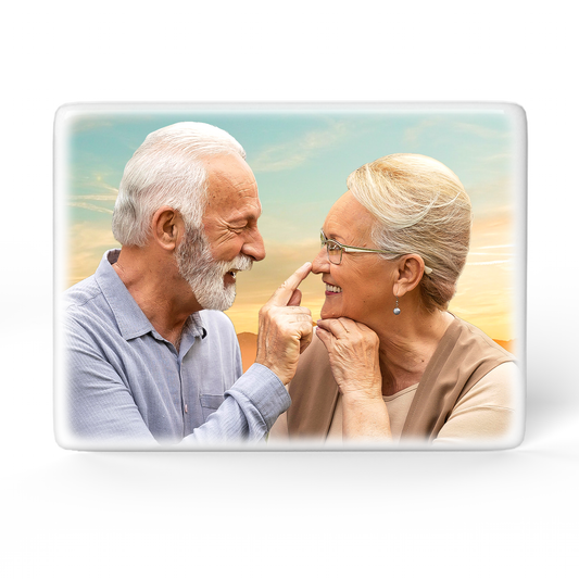 ADFSTONE Headstone Picture & Porcelain Grave Photo Personalized | Theme: Classic (Couple) | Ratio: 1v1.5 Rectangle