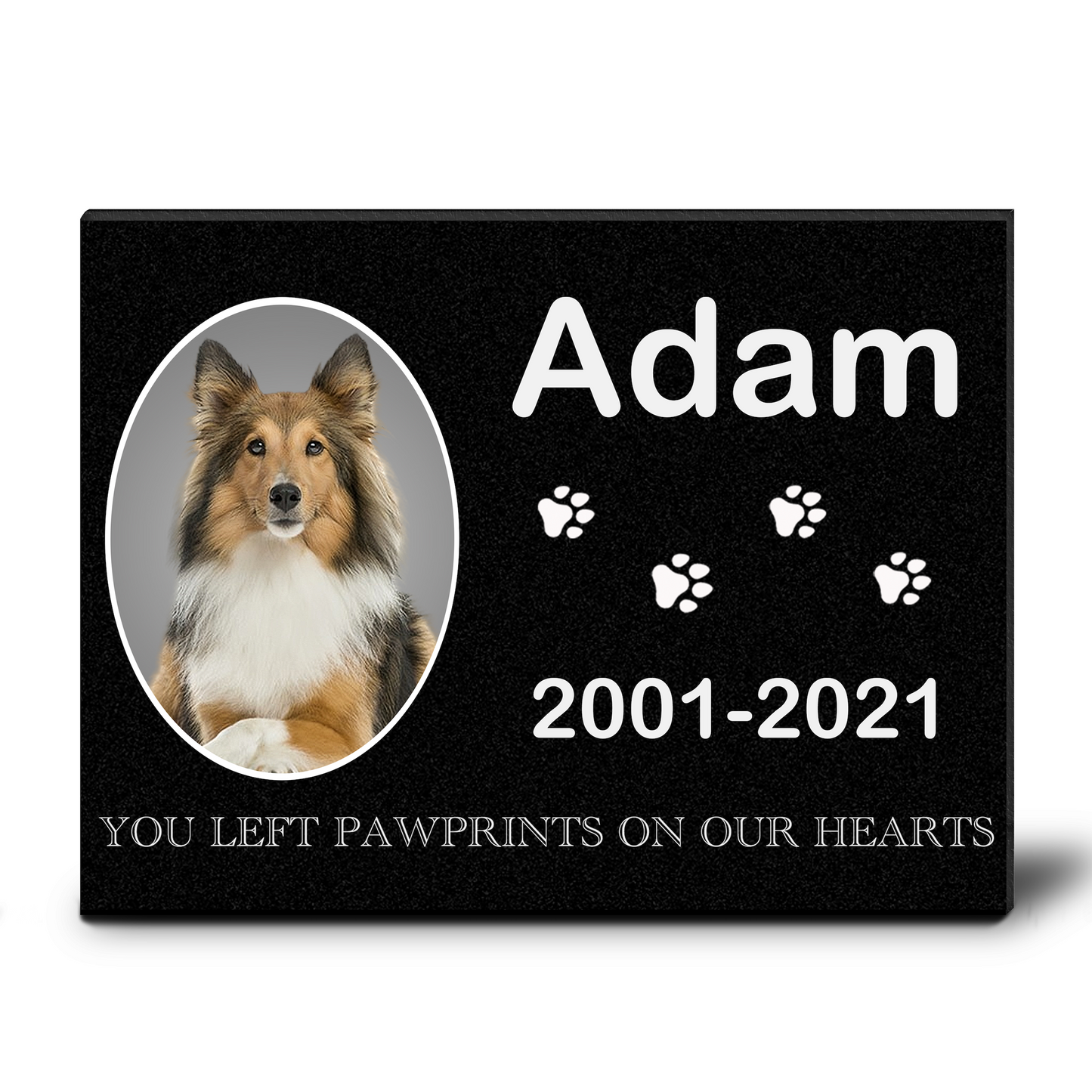 ADFSTONE Pet Grave Marker & Memorial Plaque Personalized | Theme: Dog (Left) | Ratio: 1v1.5 Rectangle