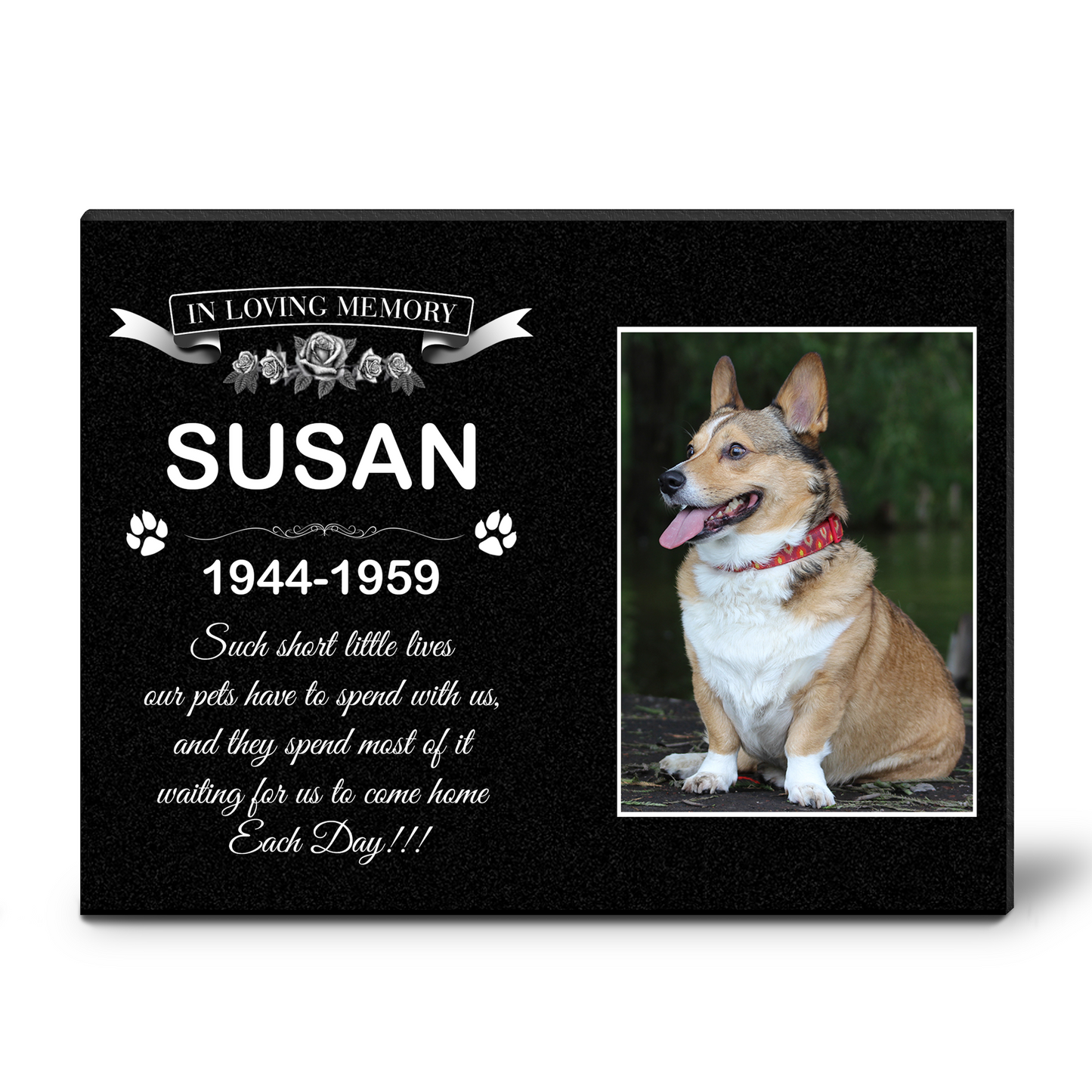 ADFSTONE Pet Grave Marker & Memorial Plaque Personalized | Theme: Dog (Right) | Ratio: 1v1.5 Rectangle