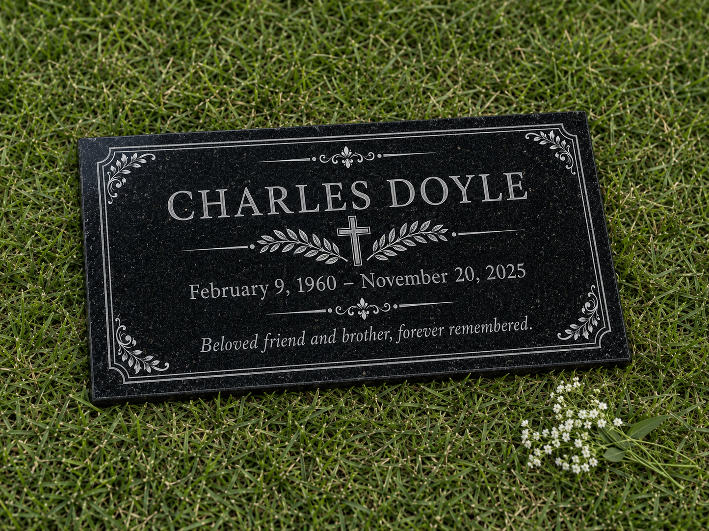 Personalized granite remembrance plaque, weatherproof engraving — ADFSTONE