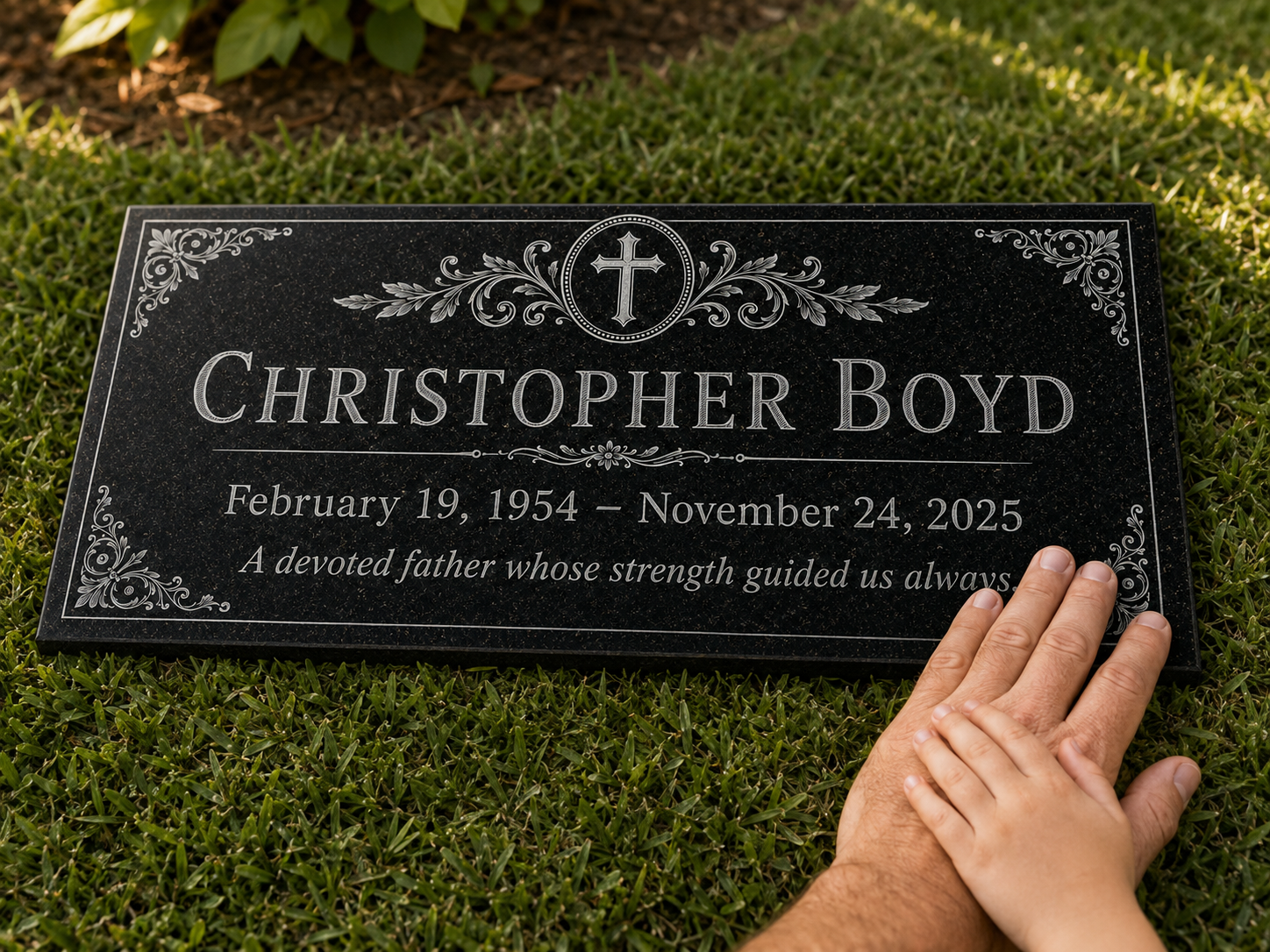 Custom granite remembrance plaque, weatherproof and made to order — ADFSTONE