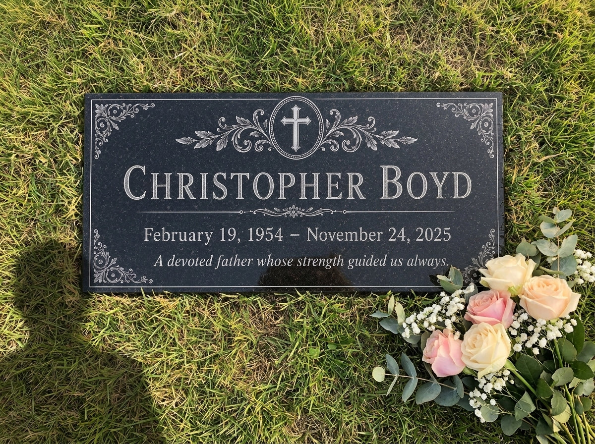 Custom memorial plaque personalized with your own wording — ADFSTONE