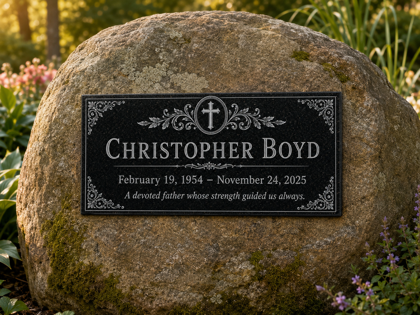 In loving memory plaque for dad, laser engraved granite — ADFSTONE