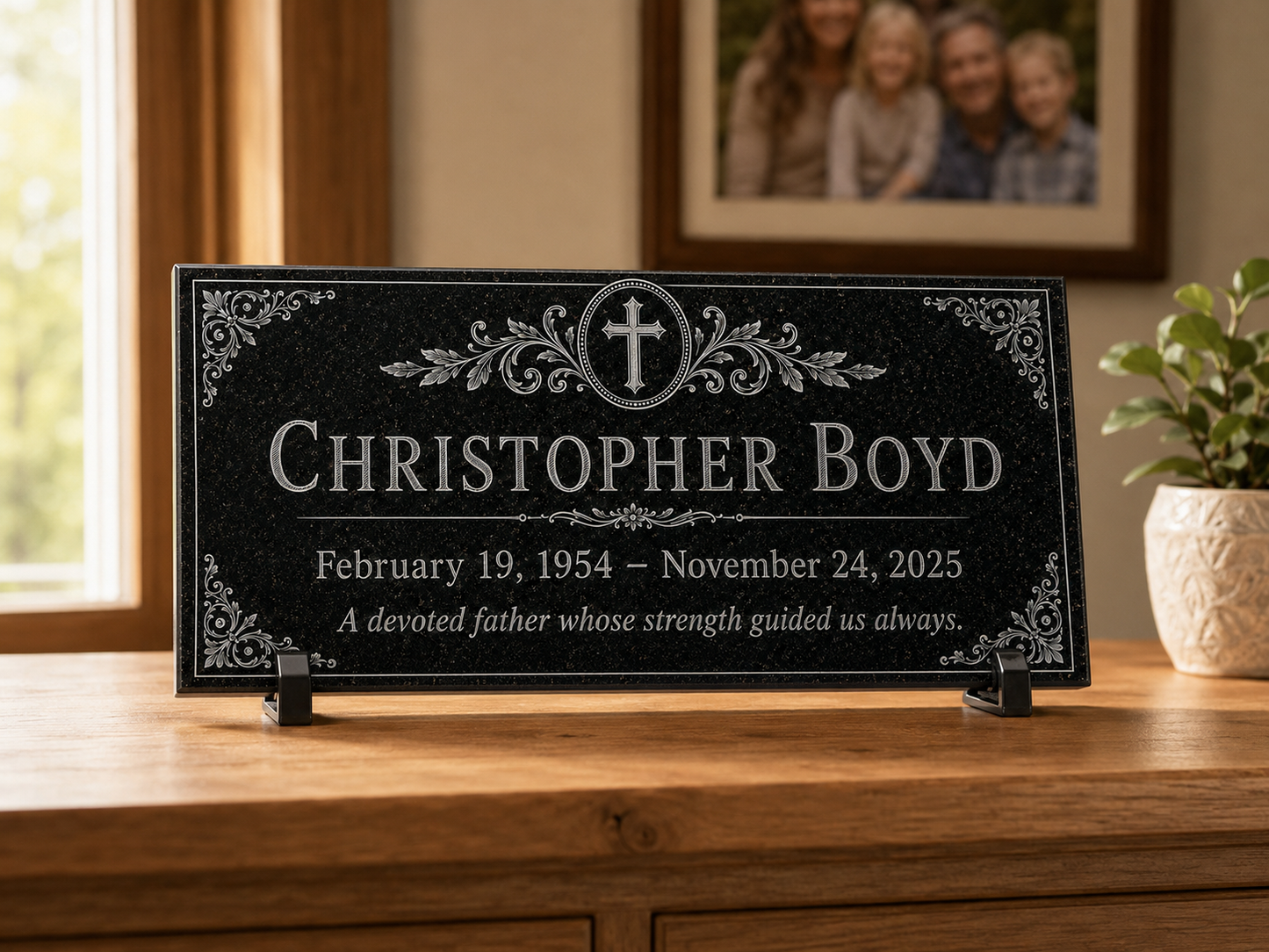 Engraved memorial plaque for garden or graveside — ADFSTONE