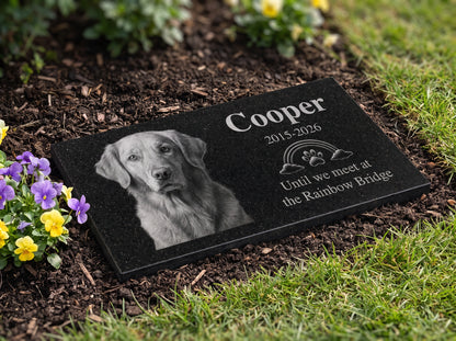 Dog remembrance plaque personalized with photo and tribute — ADFSTONE