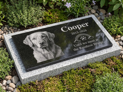 Custom pet loss sympathy gift, engraved granite dog memorial — ADFSTONE