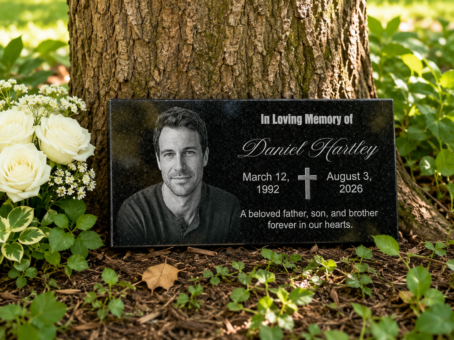 Personalized sympathy gift memorial plaque in granite — ADFSTONE