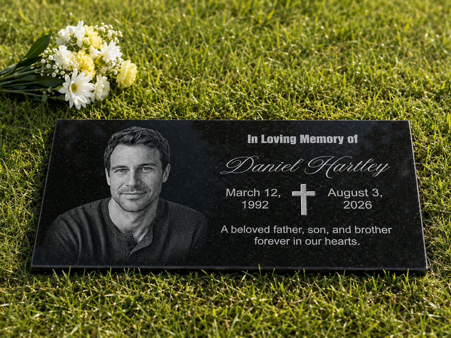 In loving memory plaque personalized with name and dates — ADFSTONE
