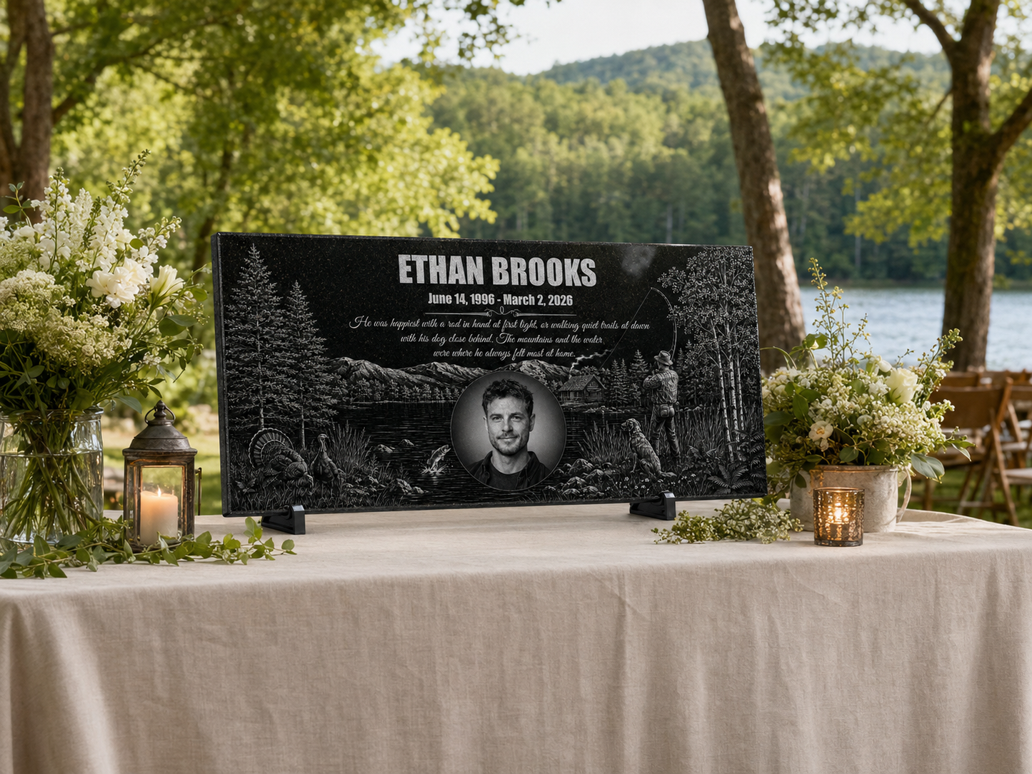 Personalized fishing memorial plaque for garden or graveside — ADFSTONE