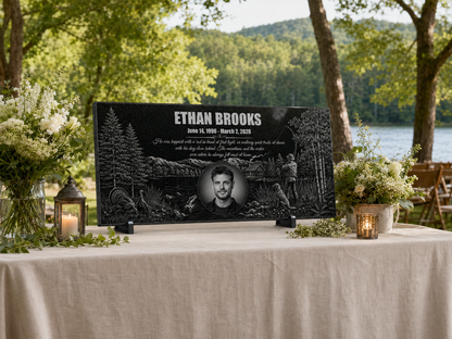 Personalized fishing memorial plaque for garden or graveside — ADFSTONE