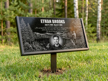 Personalized memorial plaque for a fisherman, laser engraved — ADFSTONE