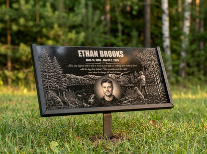 Personalized outdoorsman memorial stone made to order — ADFSTONE