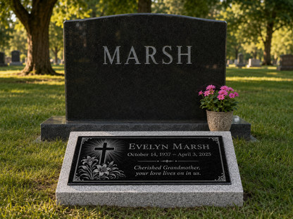In loving memory plaque for grandmother, engraved granite — ADFSTONE
