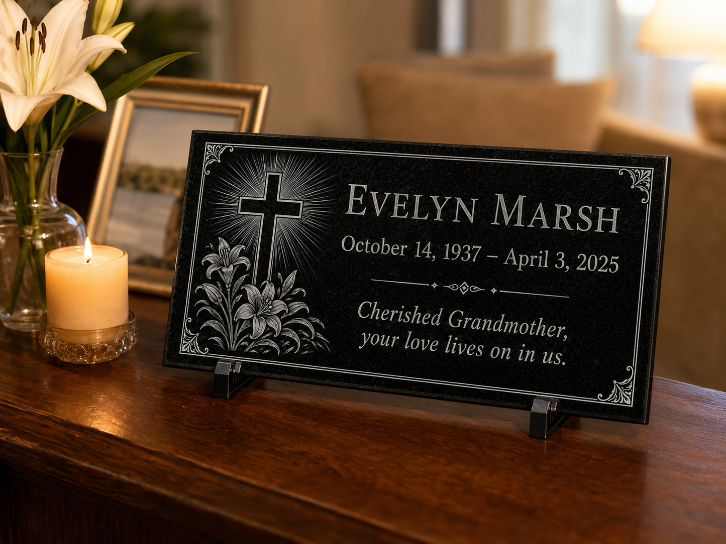 Cemetery memorial plaque personalized and made to order — ADFSTONE