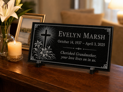 Cemetery memorial plaque personalized and made to order — ADFSTONE
