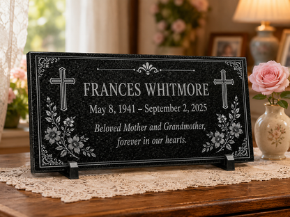 Engraved memorial plaque for a mother or grandmother — ADFSTONE