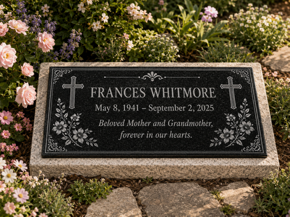 Custom granite remembrance plaque, weatherproof and made to order — ADFSTONE