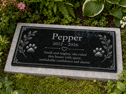 Pet memorial stone for cats, weatherproof engraved granite — ADFSTONE