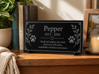 Paw print memorial plaque for a cat, laser engraved — ADFSTONE