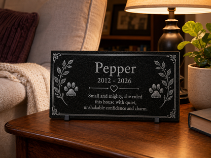 Cat loss sympathy gift, personalized granite memorial — ADFSTONE