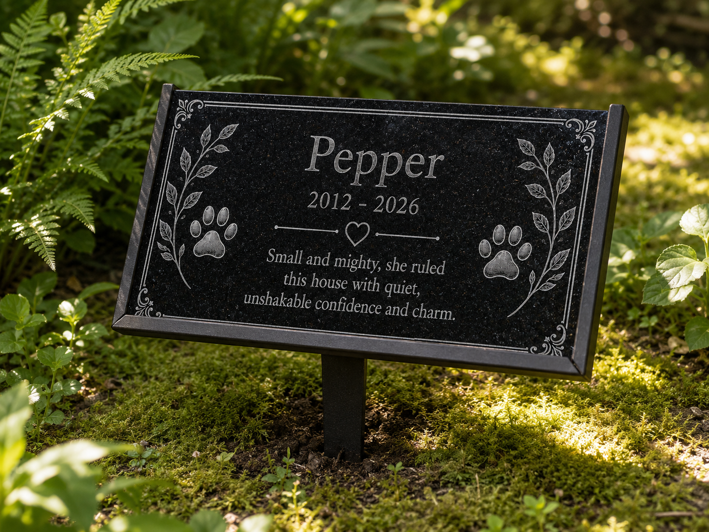 Engraved cat memorial marker for garden or home — ADFSTONE