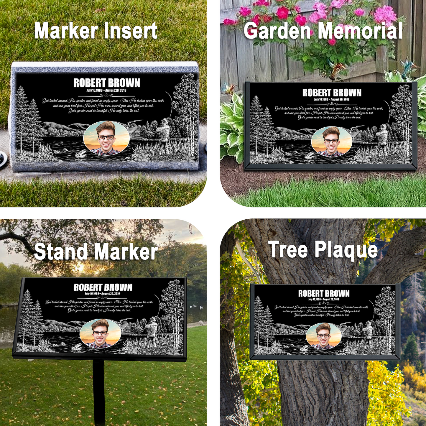 ADFSTONE Granite Plaque & Grave Marker Personalized | Theme: Scenery (Single) | Ratio: 1v2 Rectangle