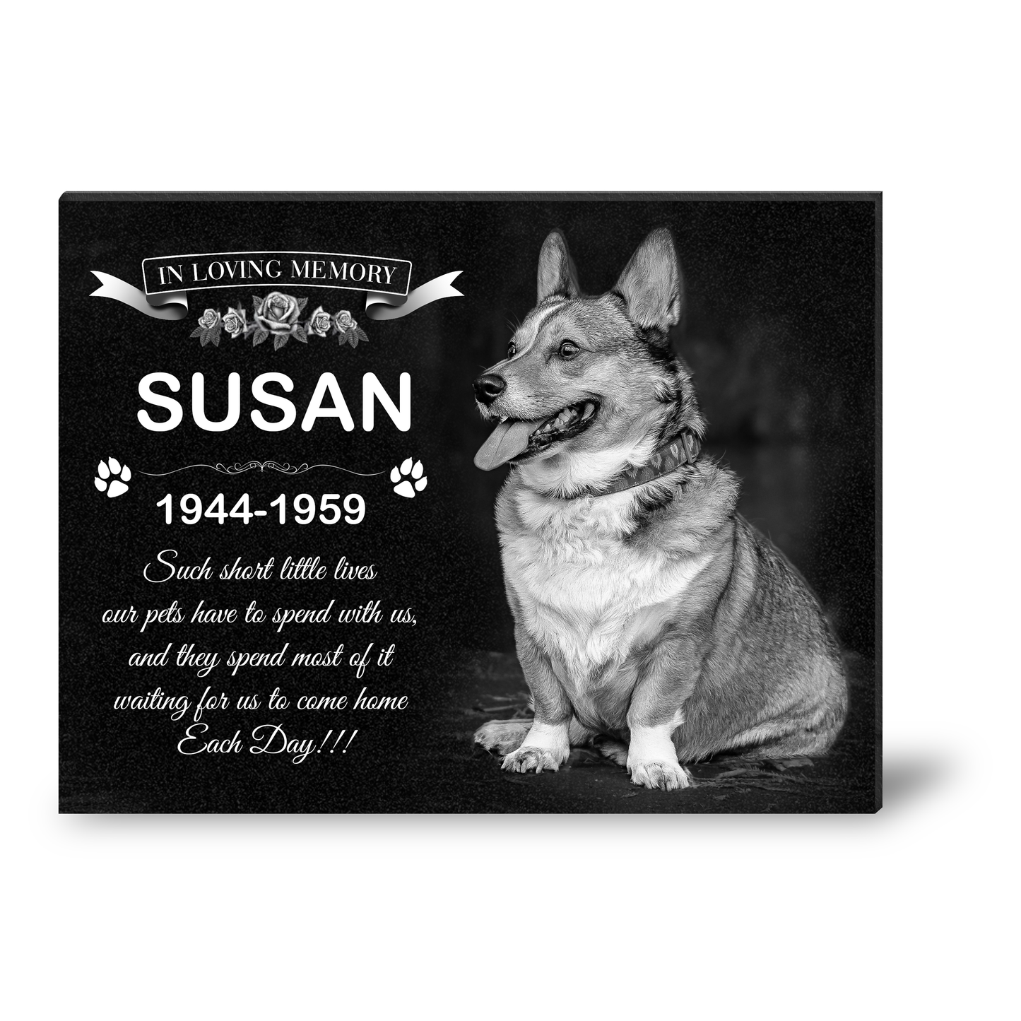 ADFSTONE Pet Grave Marker & Memorial Plaque Personalized | Theme: Dog (Right) | Ratio: 1v1.5 Rectangle