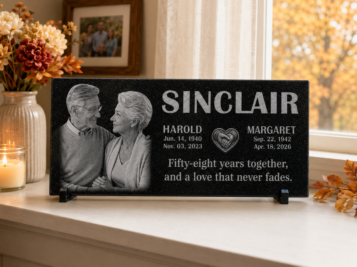 Companion memorial marker in weatherproof black granite — ADFSTONE