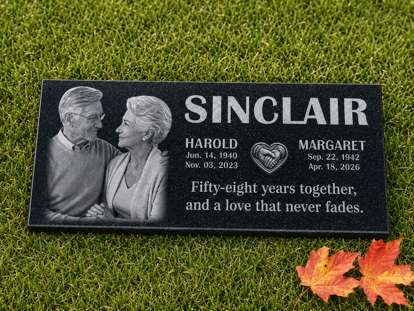 Custom companion memorial plaque with joined hearts design — ADFSTONE